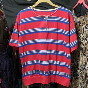 Red white and blue stripe shirt no tag vintage style (InvW013)